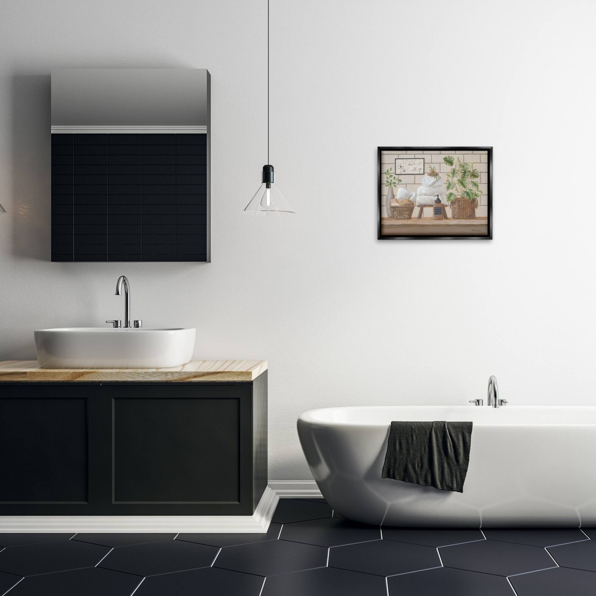 Stupell Industries Comforting Bathroom Spa Still Life Floater Framed Art